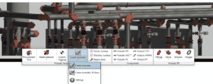 'Create Assembly' button highlighted in dropdown from ribbon; one can create complete assemblies.