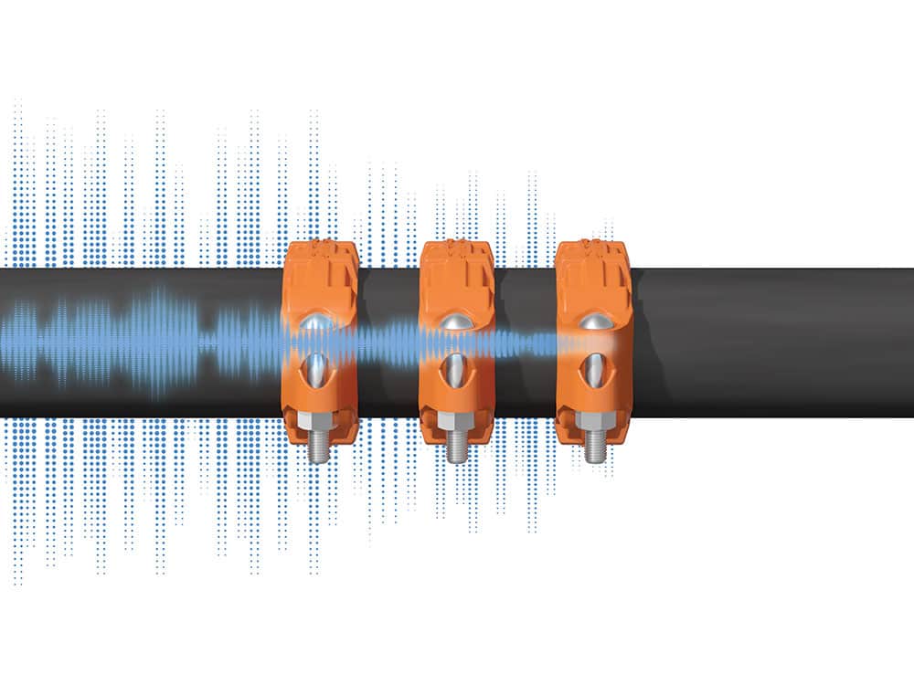 Depiction of Victaulic couplings mitigating pipe vibration