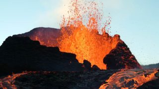 Erupting volcano