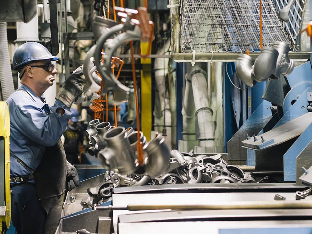 Victaulic worker on production line - Forks Foundry 2013