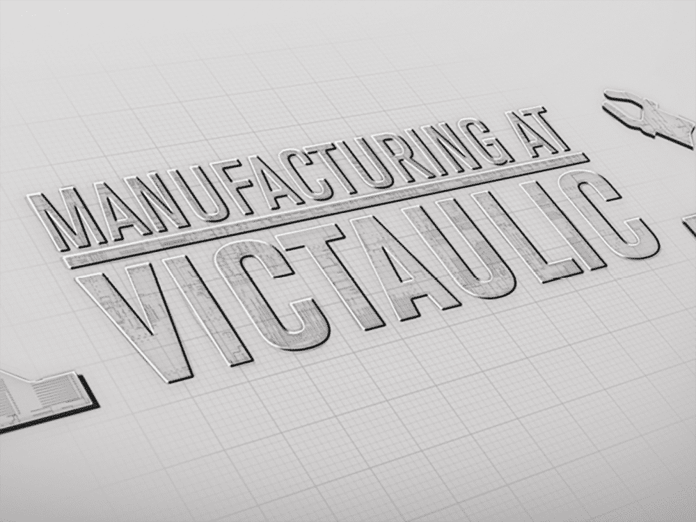 Mock engineering drawing that says "Manufacturing at Victaulic"