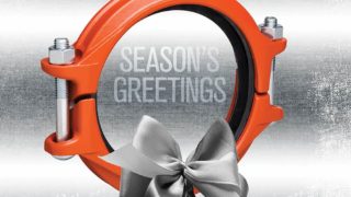 Victaulic 2017 Holiday Card- Victaulic Couling with Gray Bow - "Seasons Greetings"
