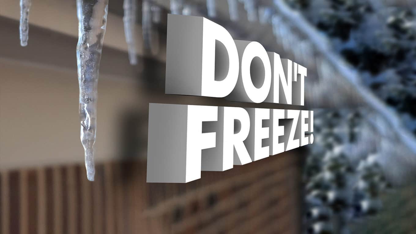 Don't Freeze 3d words to illustrate cold, frozen or weather winter storm