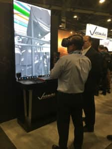 Testing Virtual Reality in booth at Autodesk University 2017