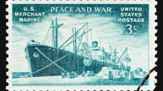 US Merchant Marine Postage Stamp - Peace and War