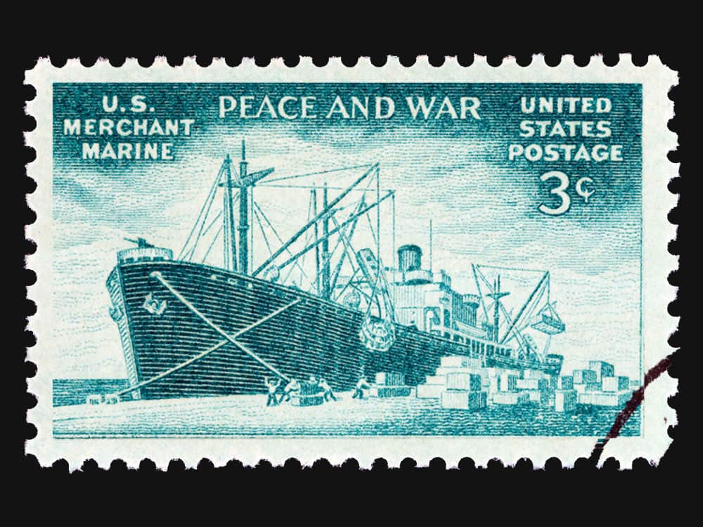 US Merchant Marine Postage Stamp - Peace and War