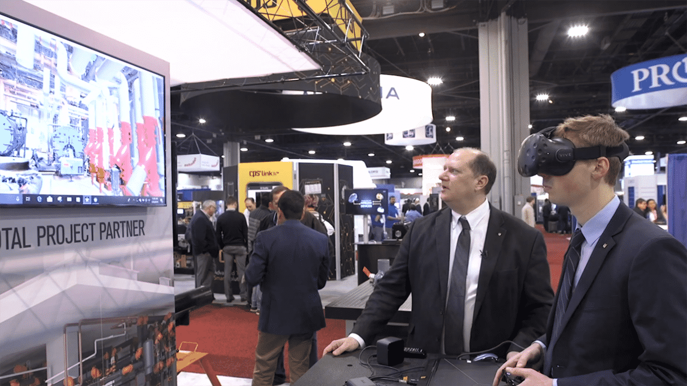 Victaulic’s Virtual Design & Construction (VDC) team demos 3D laser scanning and virtual reality (VR) at the 2019 AHR Expo.