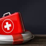 Red medical kit in life preserver