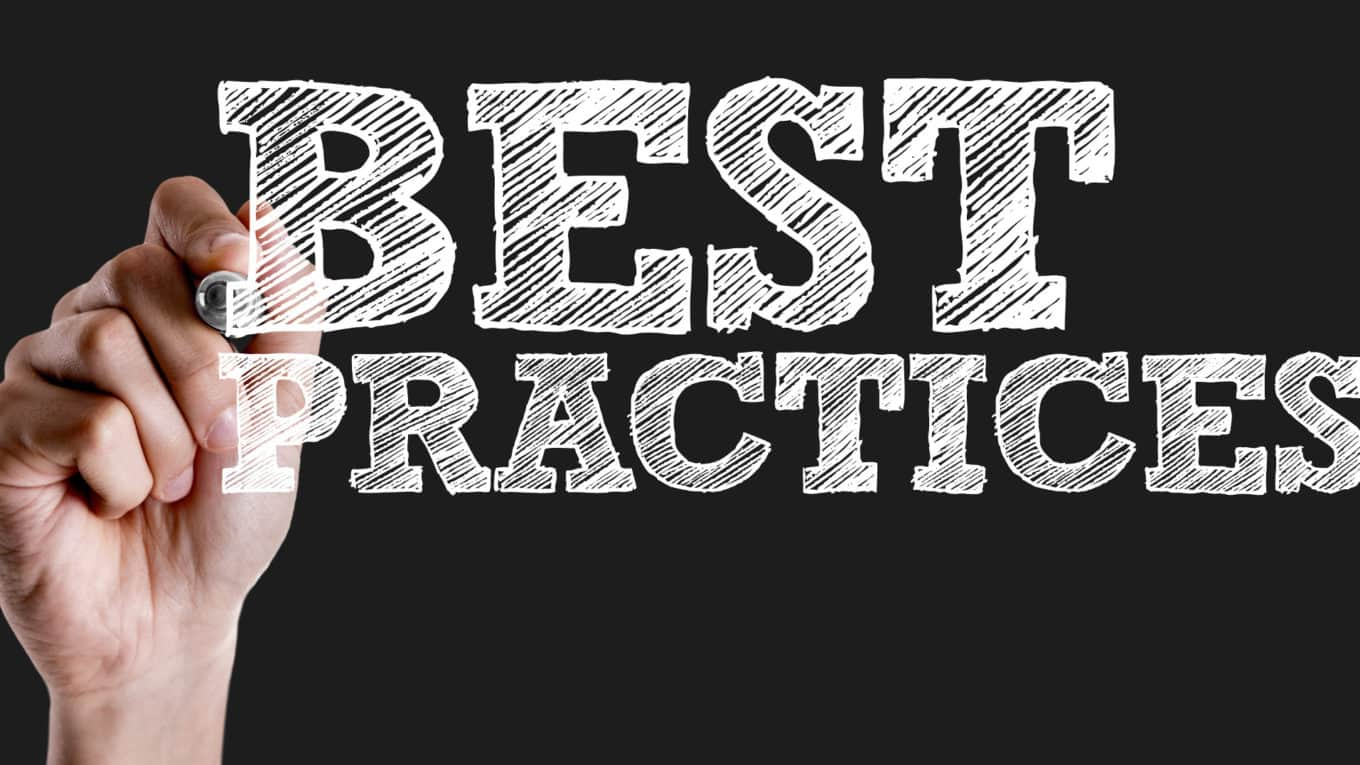 Verbiage written on chalk board "Best Practices"