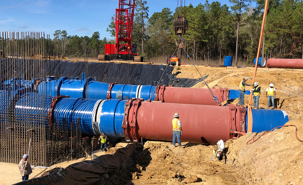 Installation of the 96" inch pipelines