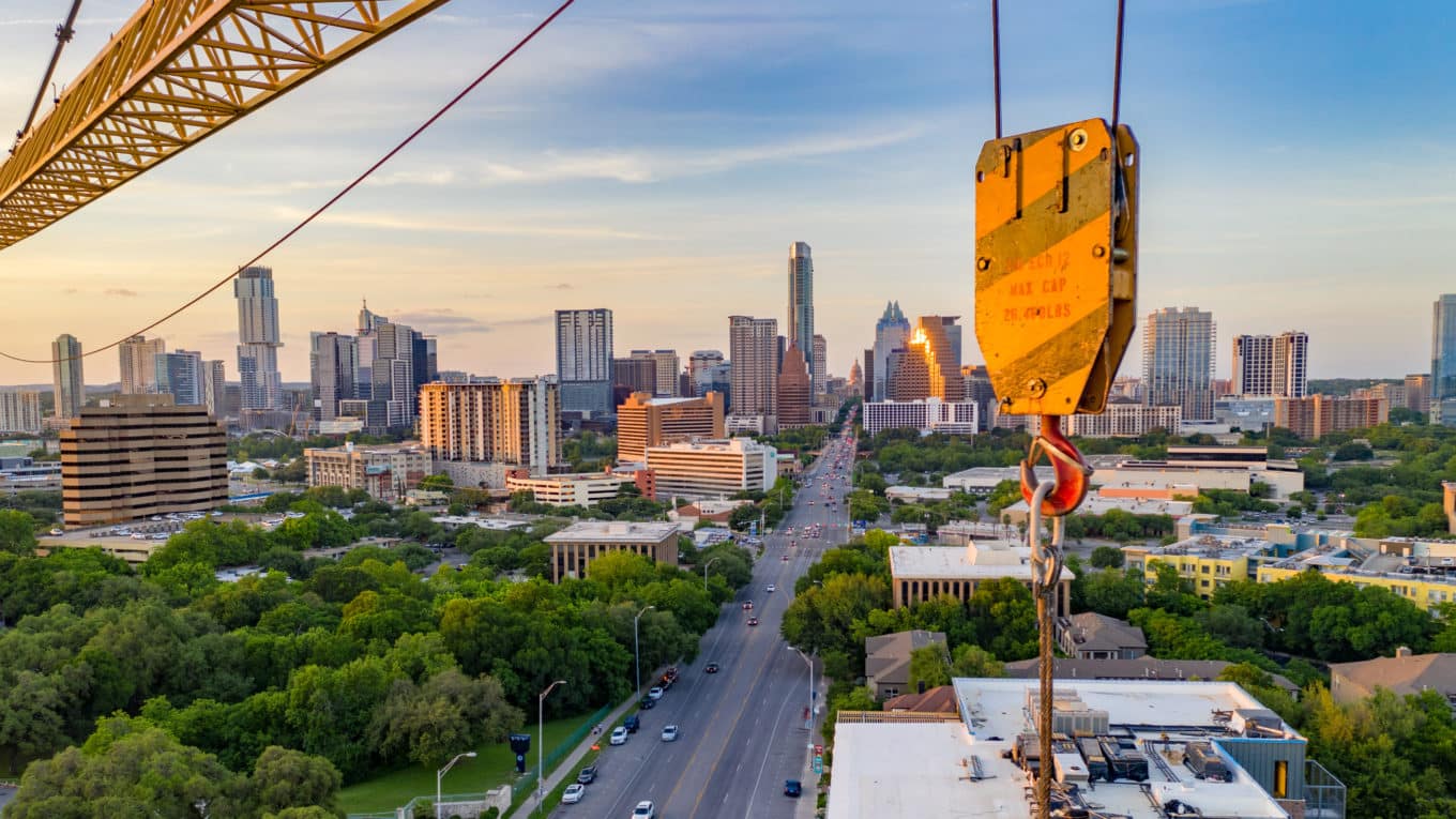 Austin Aerial Skyline- Victaulic Cooling Tower Project