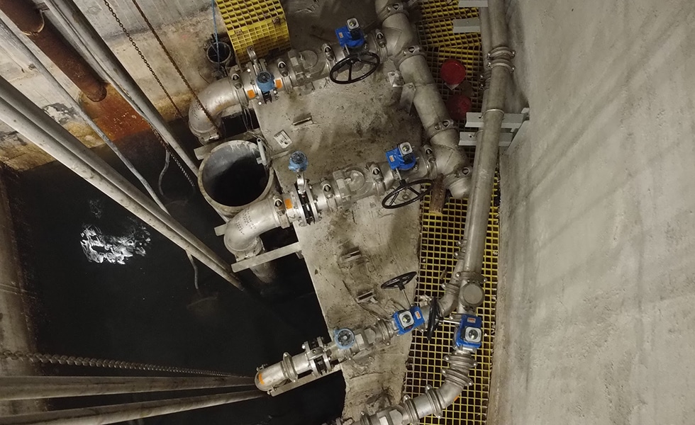 Overhead view of influent pumping station