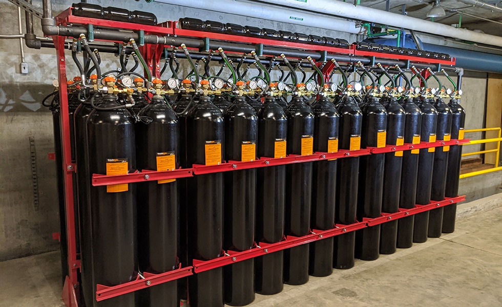 Installed nitrogen cylinders