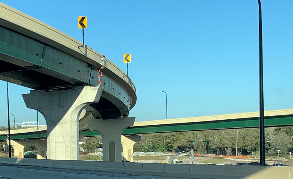 Fire Protection System Standpipe installed on side of overpass