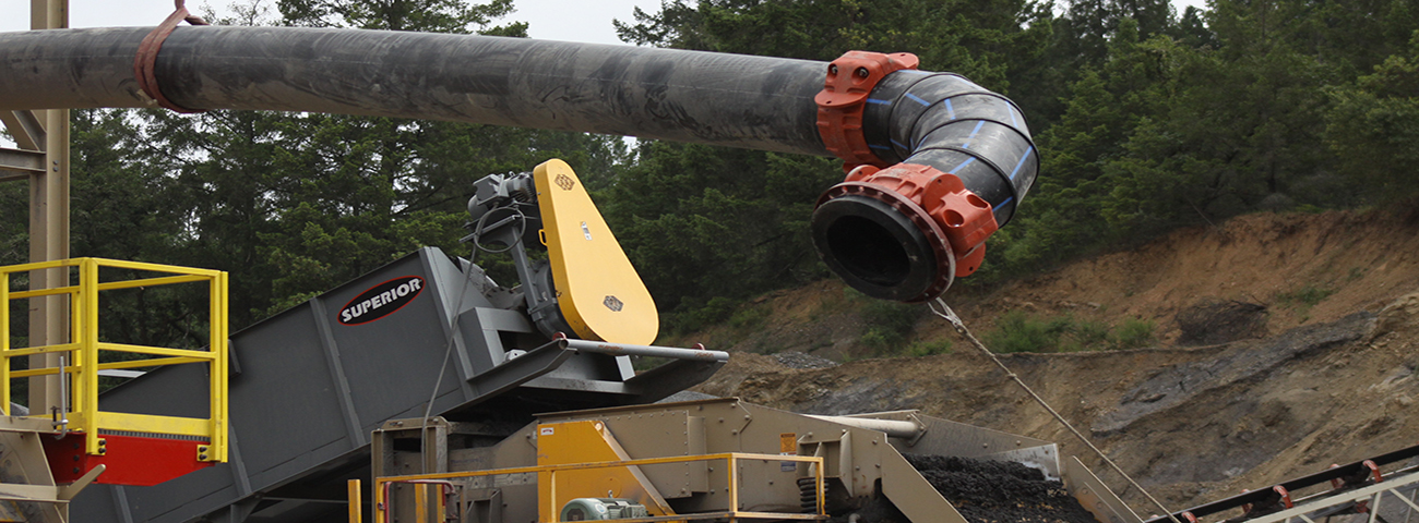 Style 908 HDPE Couplings joined the overflow line of the cyclone a part of the cyclone and sand plant expansion