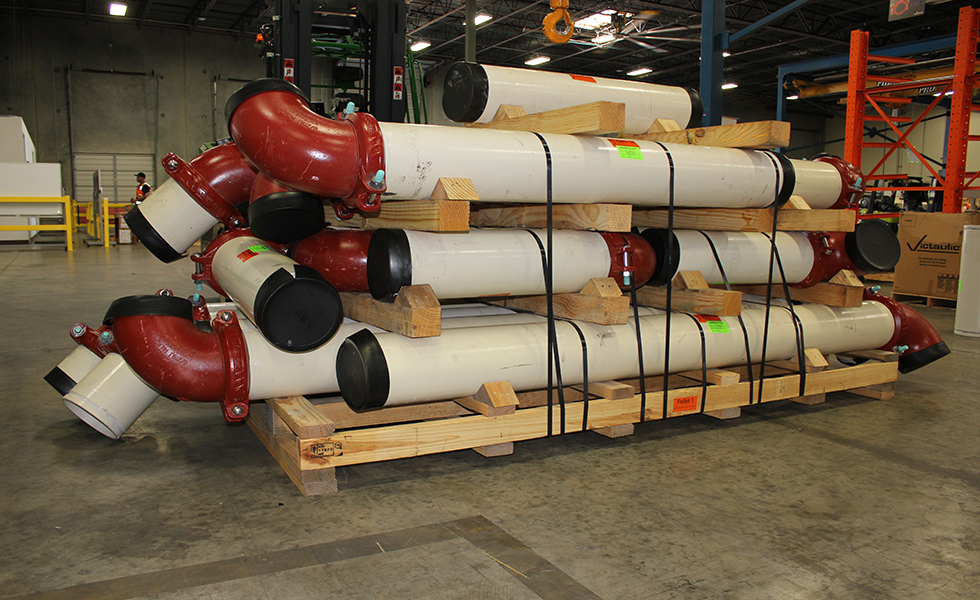 Installed product on pipe spools