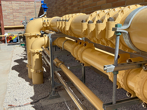 Rohrleitung für Wasseraufbereitung, verbunden durch Victaulic-Kupplungen