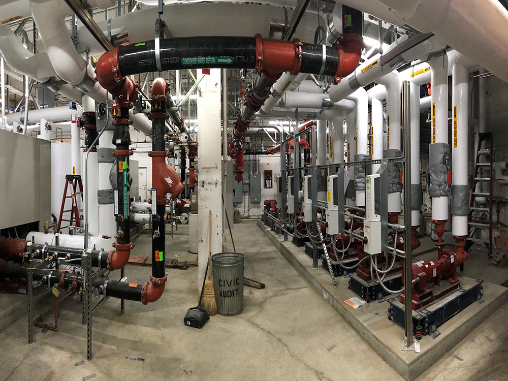 Keller Auditorium mechanical room – partnered with Victaulic for successful renovation despite tight timeline & space