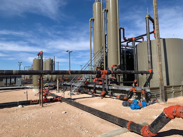 Permian Basin Production Facility piping installation