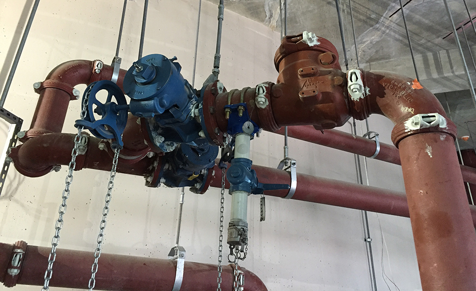 Installed Victaulic couplings and valves