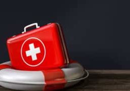Red medical kit in life preserver
